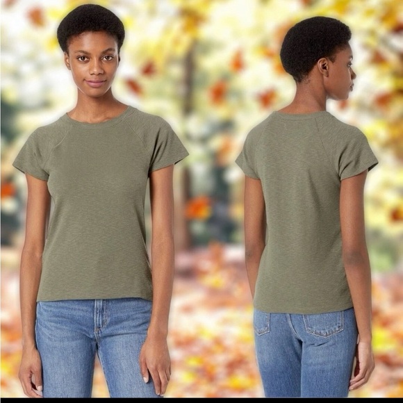 Madewell Westville Raglan Tee In Capers Olive Green XL - Picture 4 of 4